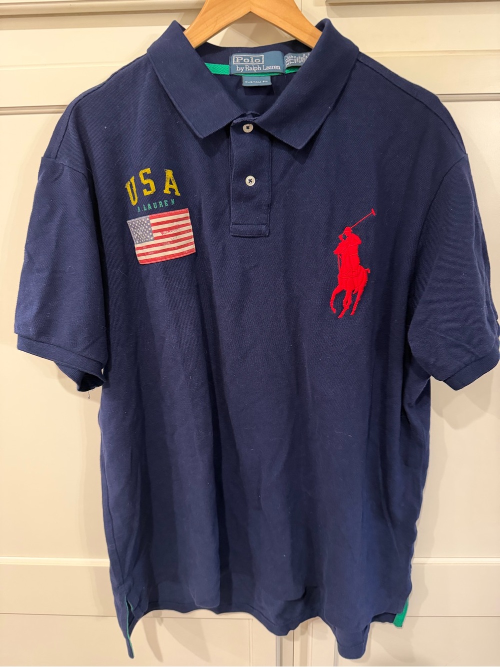 Polo by Ralph Lauren Navy Polo with Red Big Pony & USA Patch